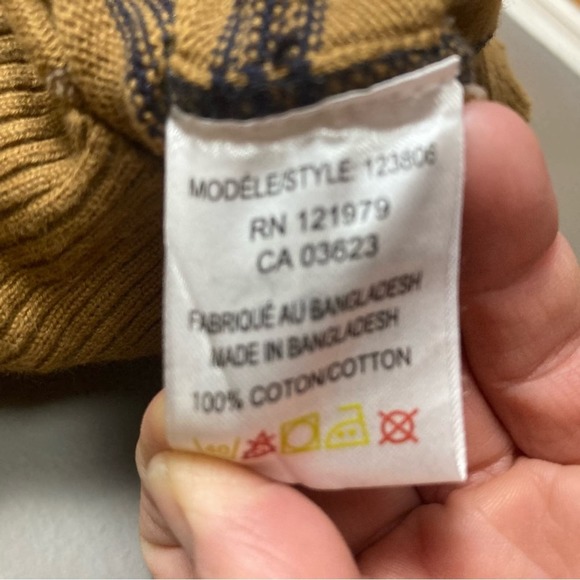 PROJEK RAW sweater brown stripe v-neck graphics lettering spell out extra large - Picture 10 of 11